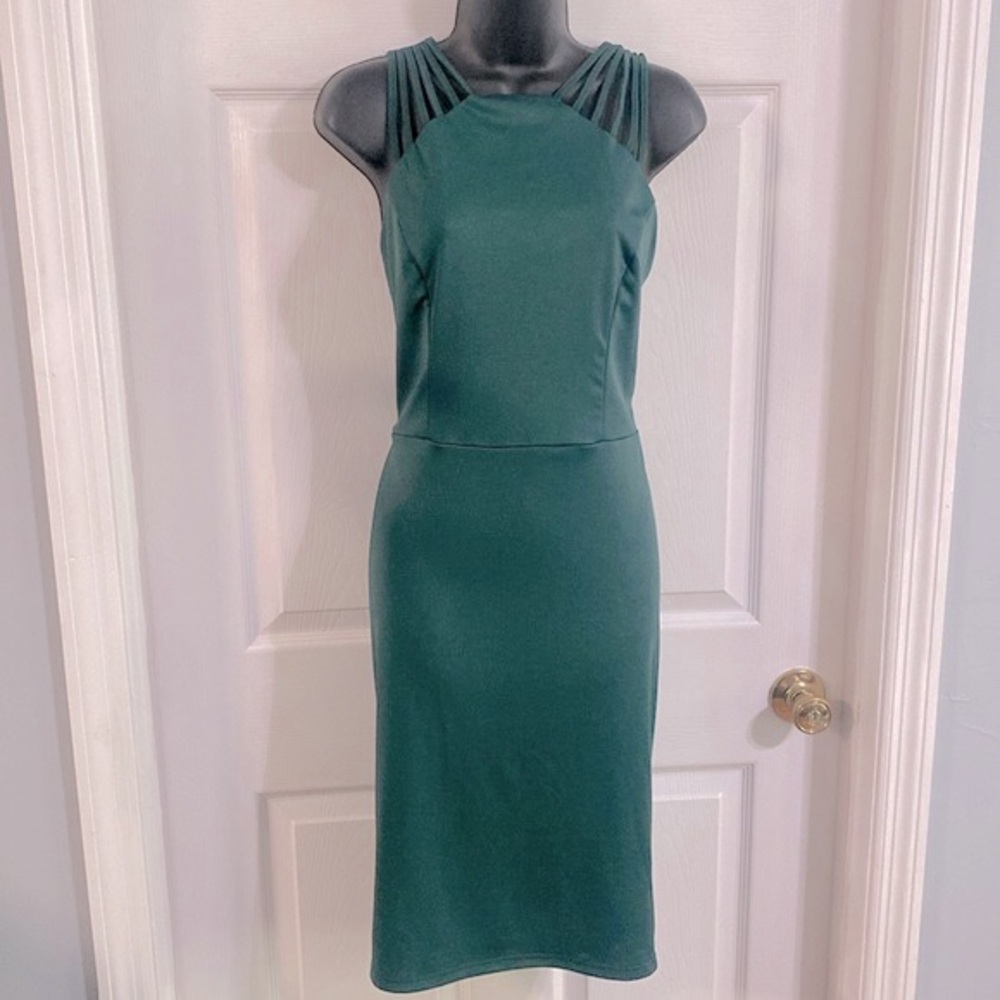 Grace Karin emerald green midi dress, size large, NWT.
